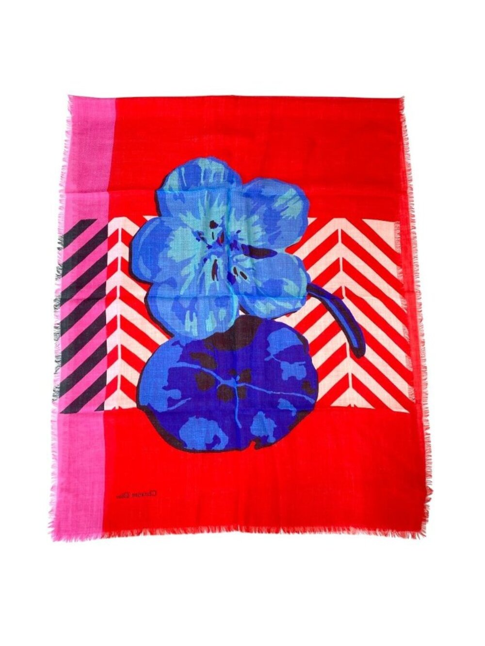Dior Scarf Shawl Large Flower Red Cashmere Coordination Arrangement Neck Cover - Picture 8 of 10